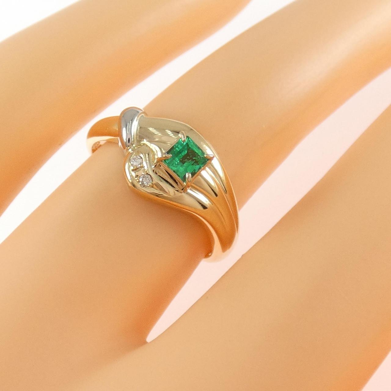 K18YG/PT900 エメラルド リング 0.19CT
