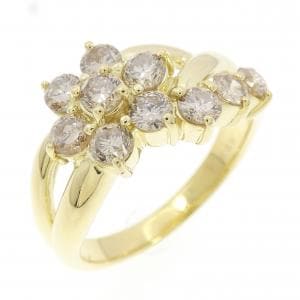 K18YG フラワー ダイヤモンド リング 0.98CT