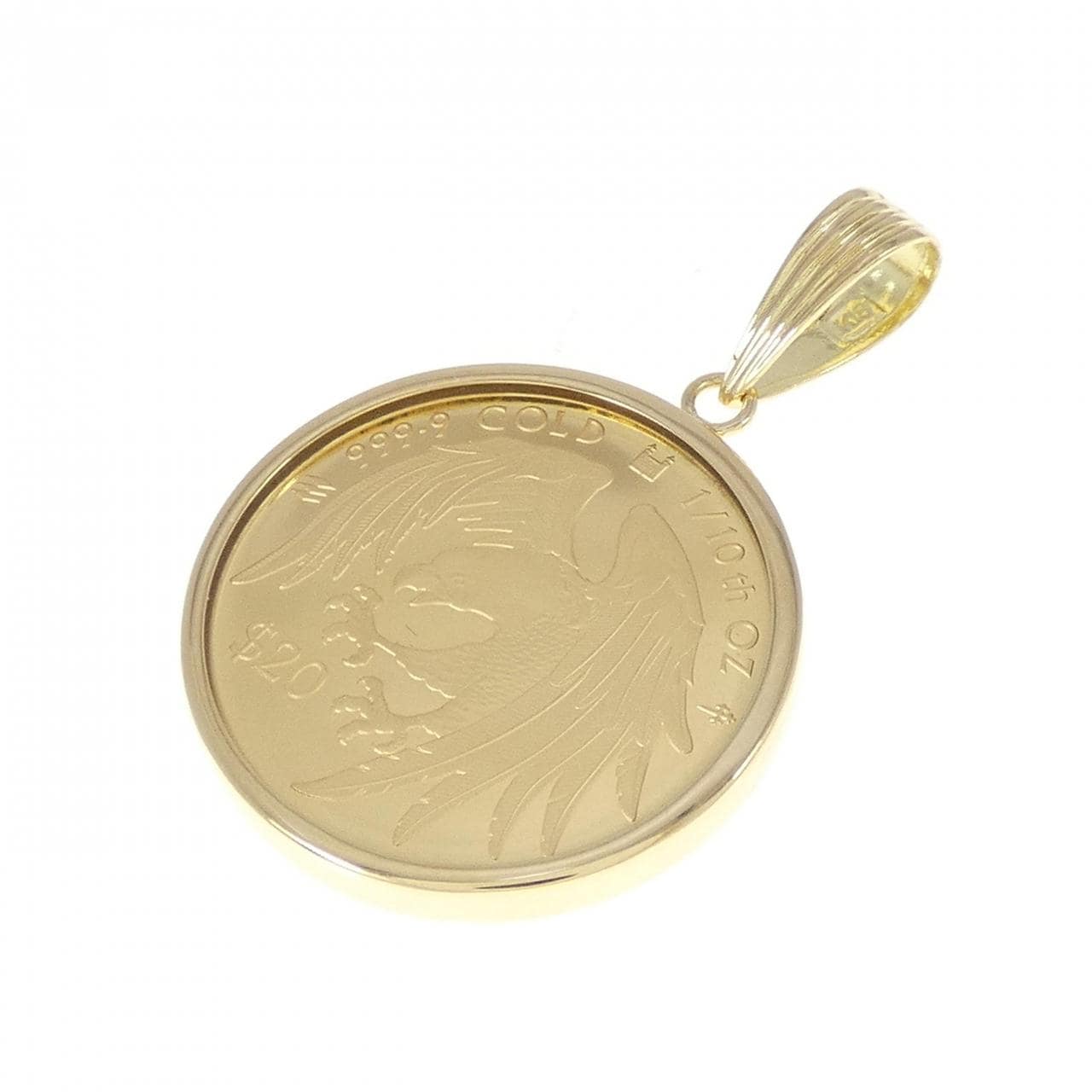K18YG frame coin pendant