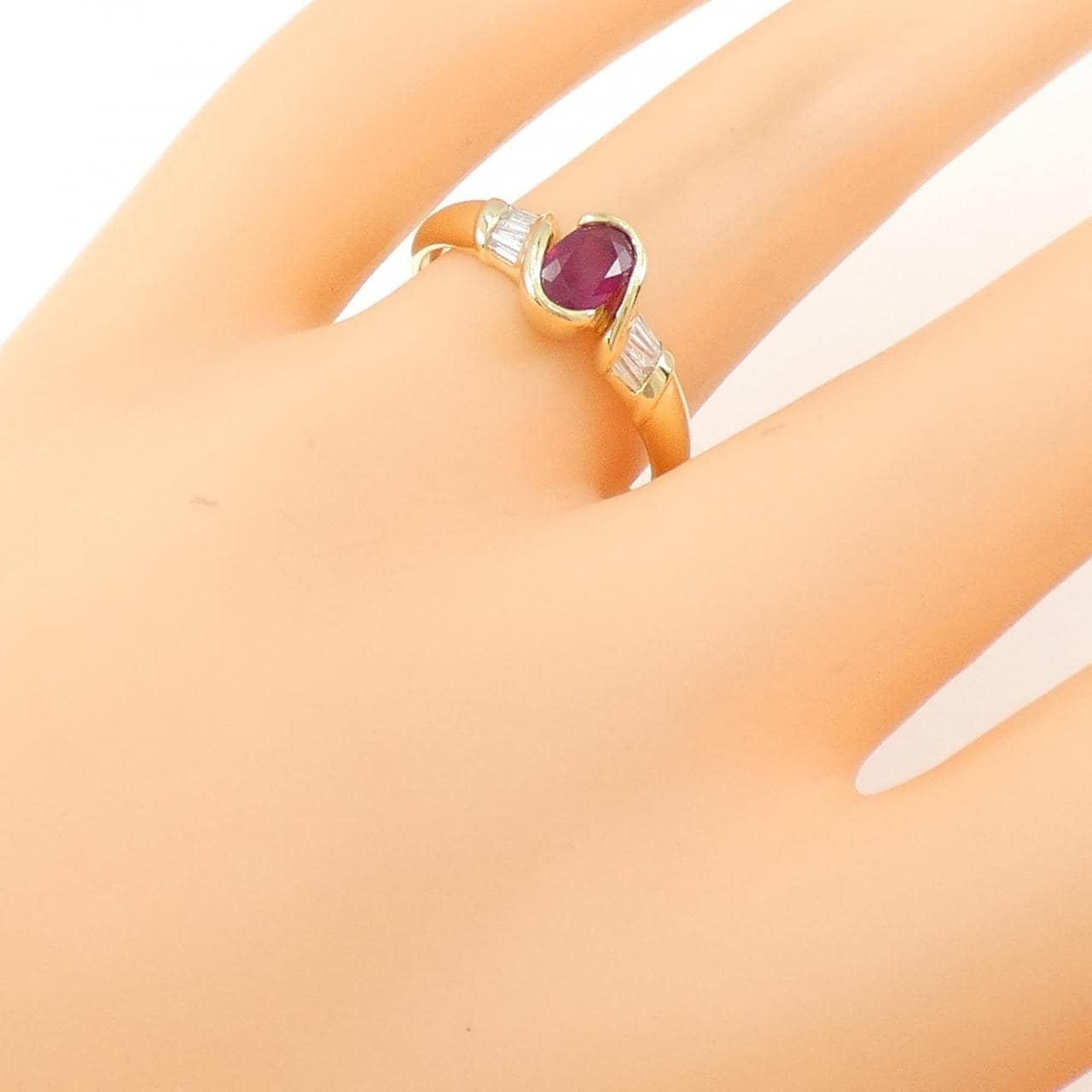 K18YG ルビー リング 0.98CT