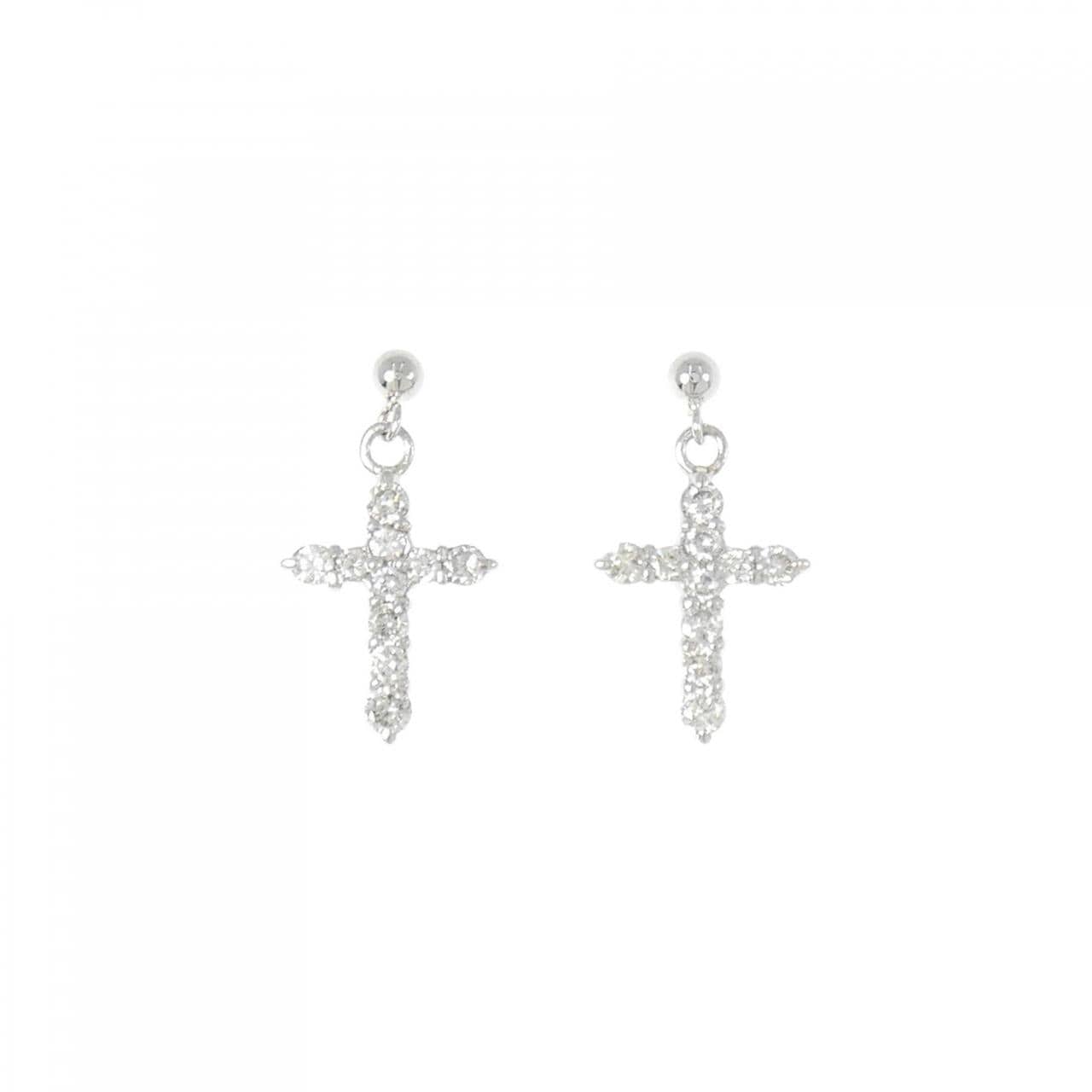 PT900 クロス ダイヤモンド ピアス 0.50CT