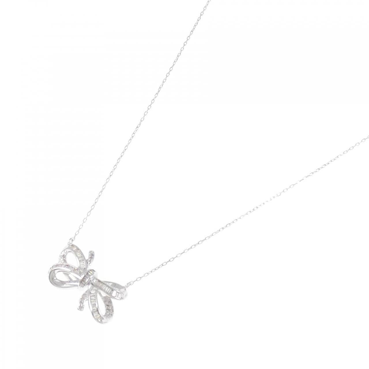 K18WG ribbon Diamond necklace 0.35CT