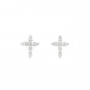 K14WG クロス ダイヤモンド ピアス