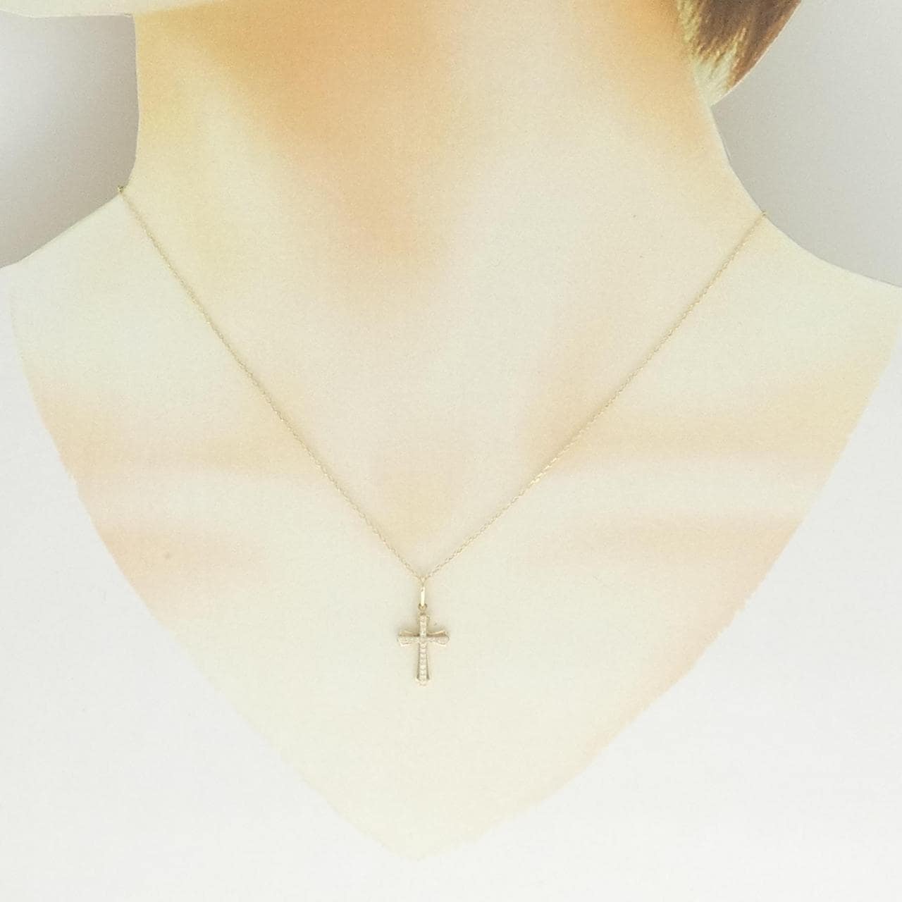 10KYG/K10YG クロス キュービック ネックレス