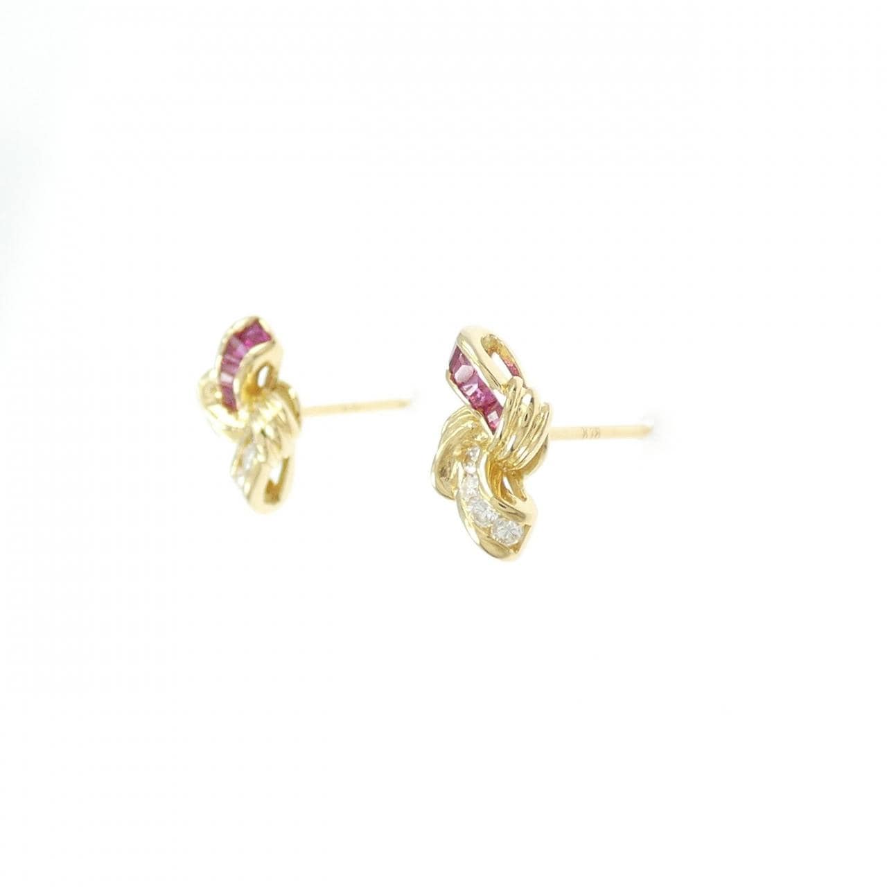 K18YG ルビー ピアス 0.22CT