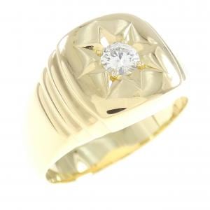 750YG 印台 ダイヤモンド リング 0.22CT