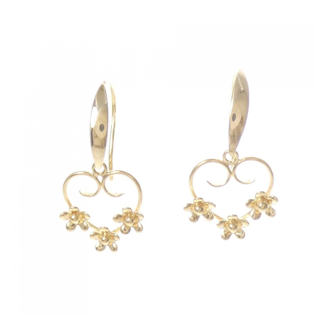 K18YG ハート×フラワー ピアス