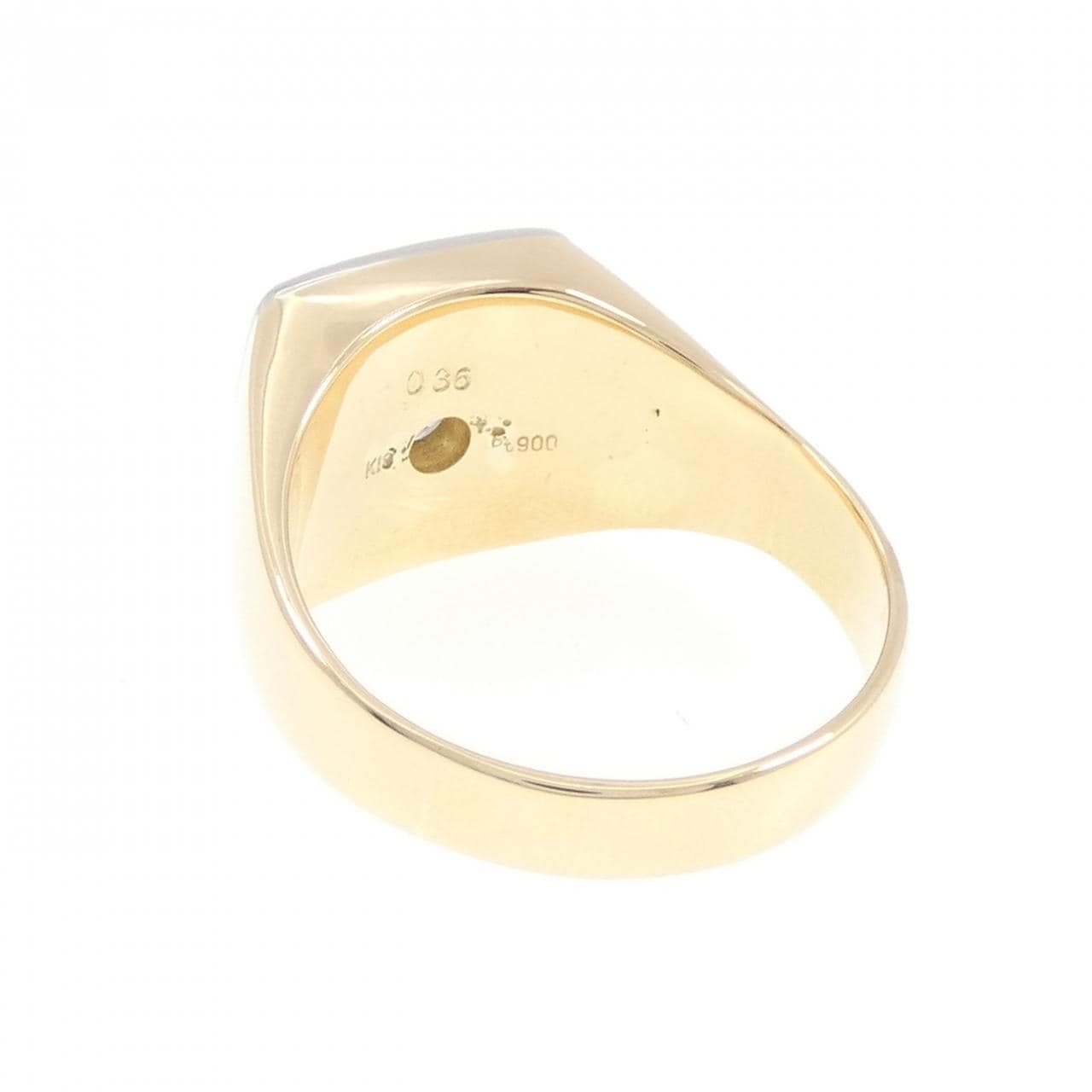 K18YG/PT900 印台 ダイヤモンド リング 0.36CT