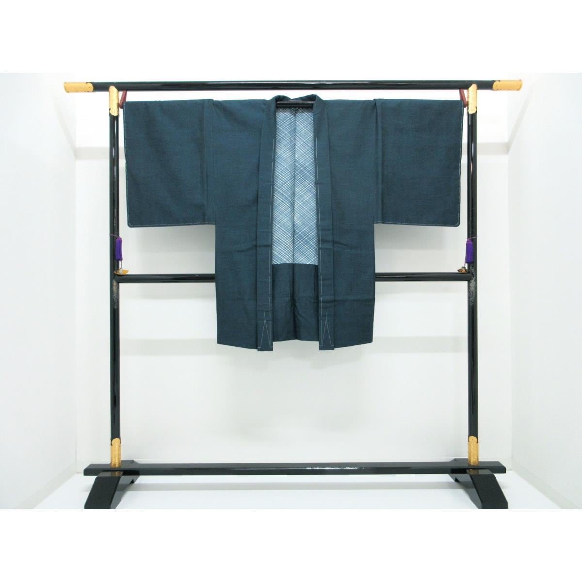 [未使用品] 男士春亞紡和服和短外罩 2 件套