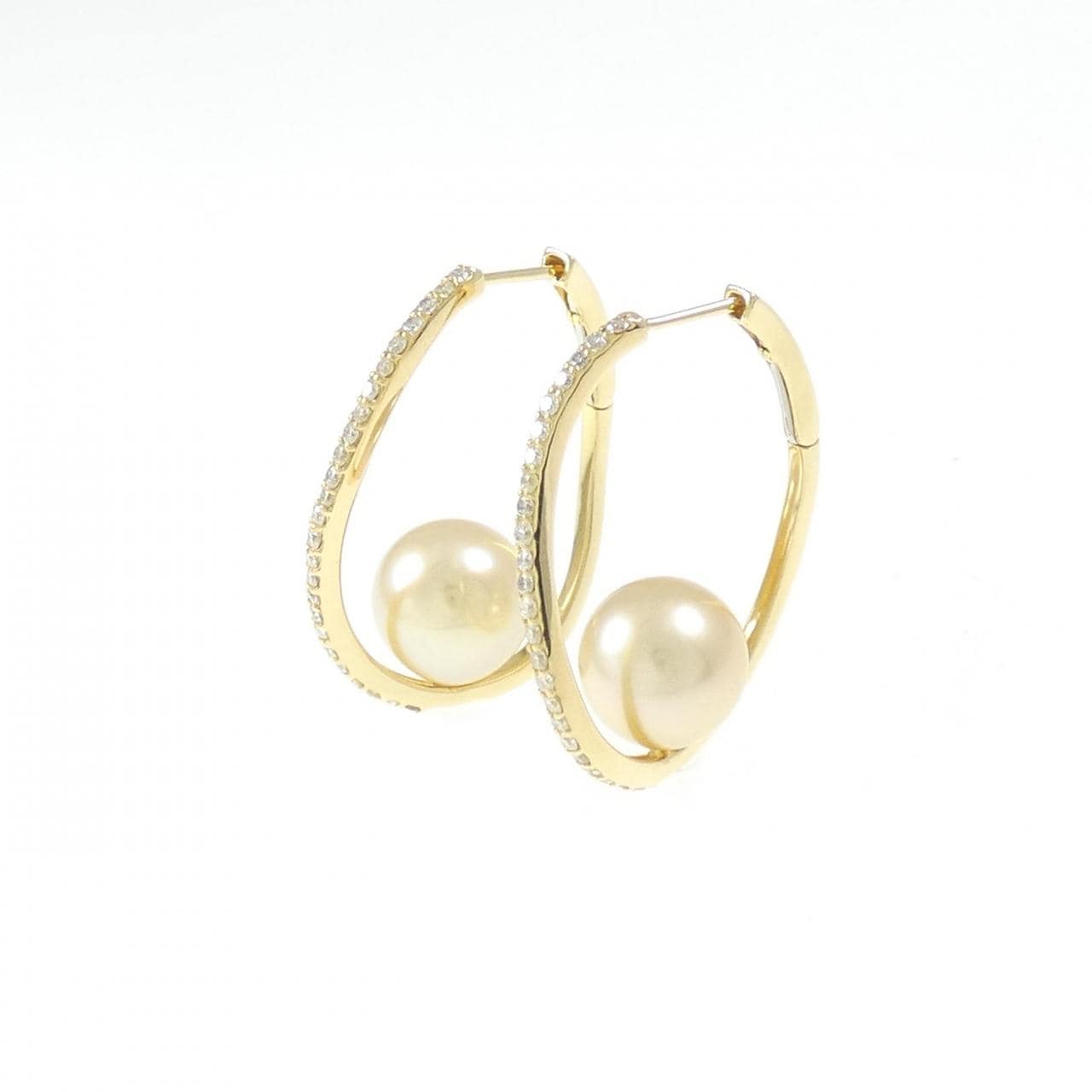 K18YG White Butterfly Pearl earrings 9.4mm