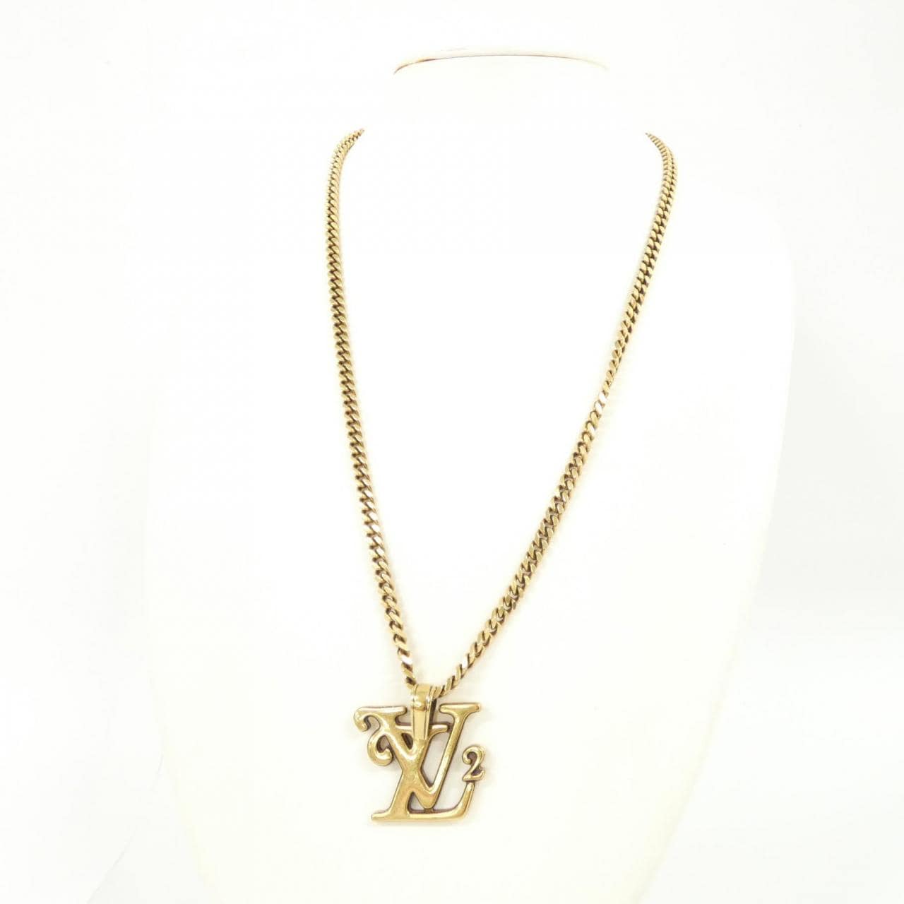 LOUIS VUITTON Collier Squared LV Gold MP2692 Necklace