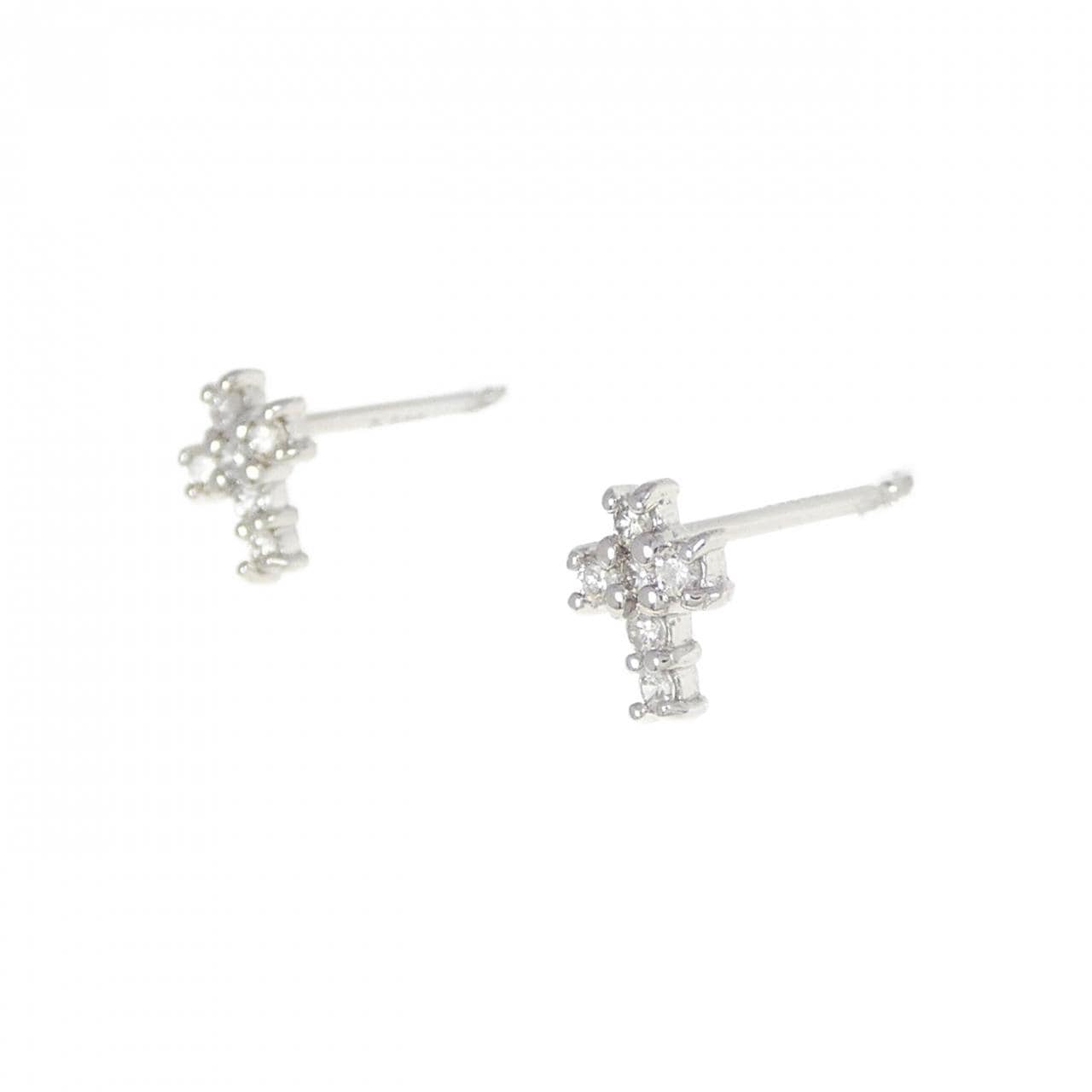 PT クロス ダイヤモンド ピアス 0.10CT