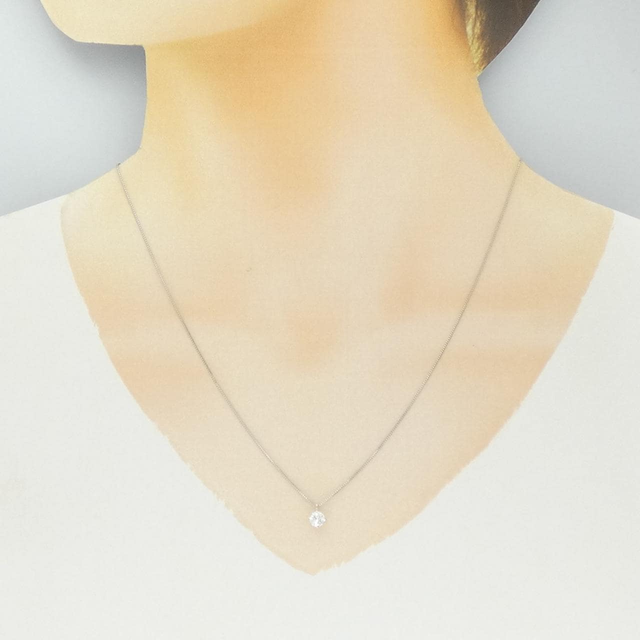 PT900/PT850 ソリティア ダイヤモンド ネックレス 0.324CT