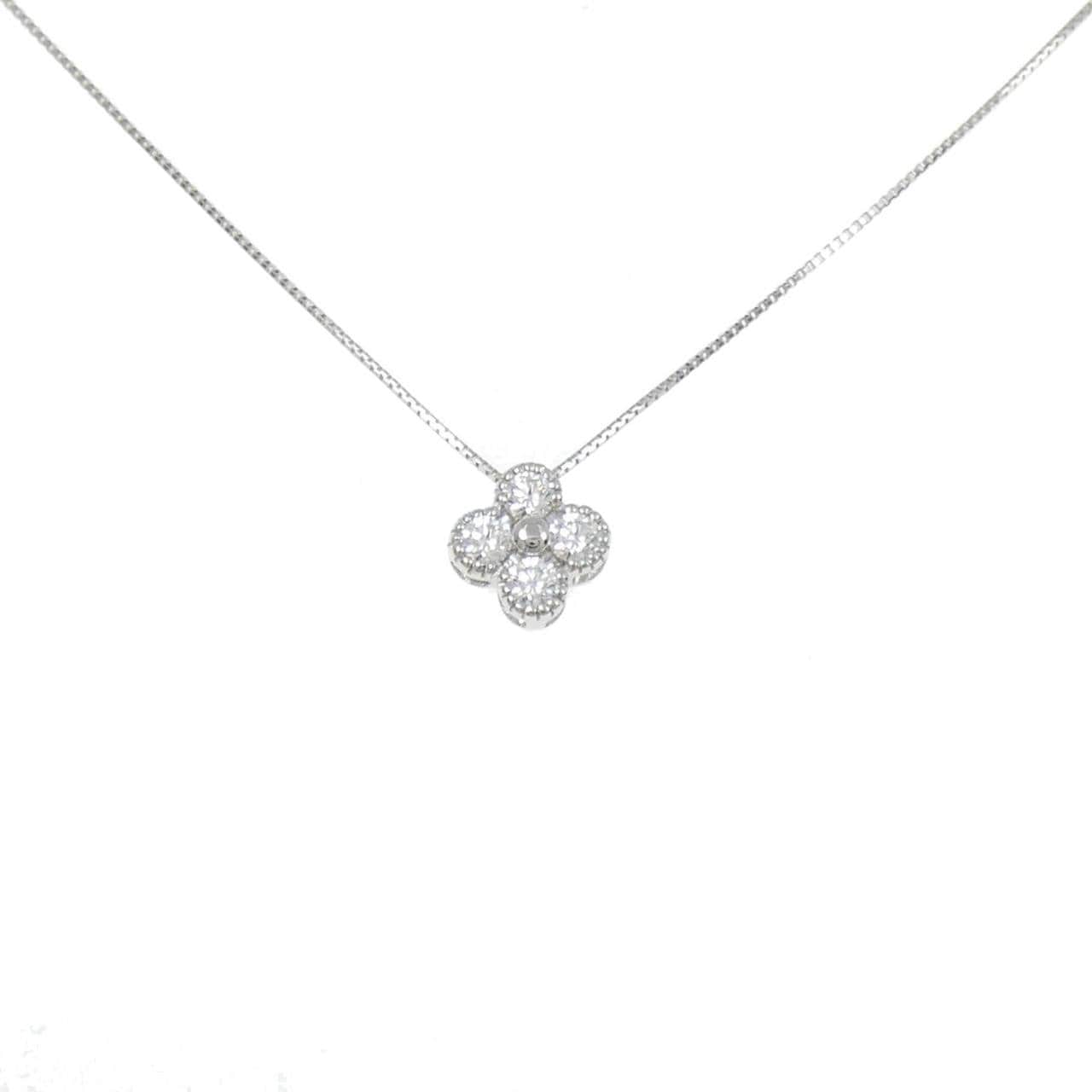 【新品】PT900/PT850 フラワー ダイヤモンド ネックレス 0.252CT