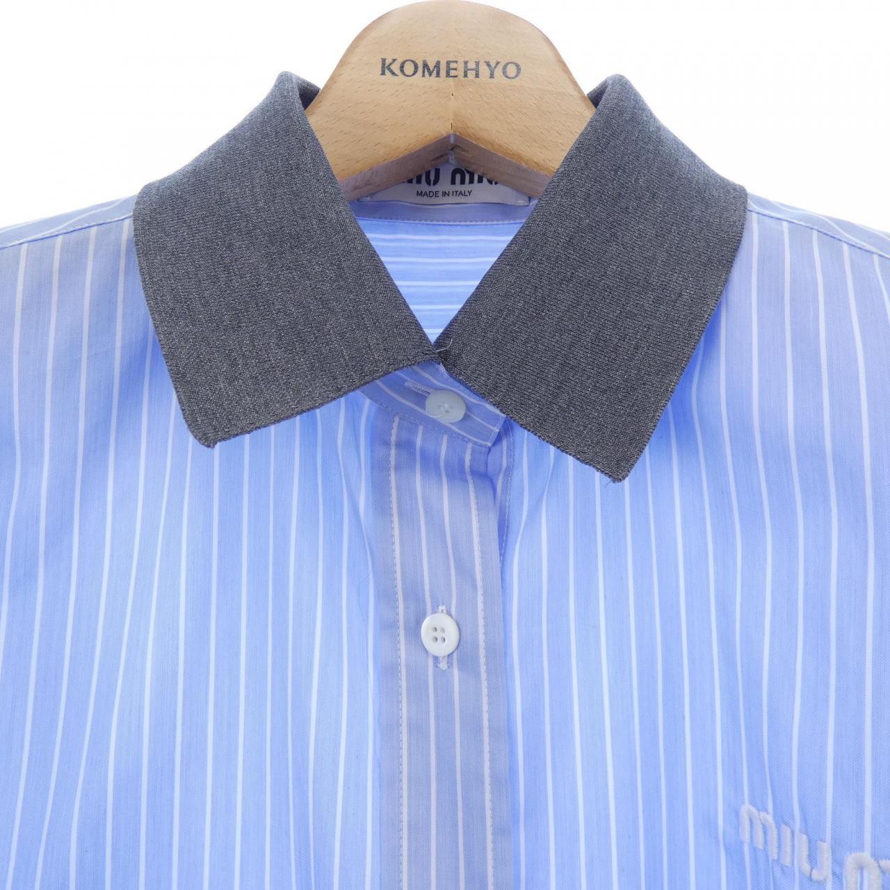 ミュウミュウ MIU MIU ポプリン ストライプ クロップド MK1694 SEM1 137Q シャツ