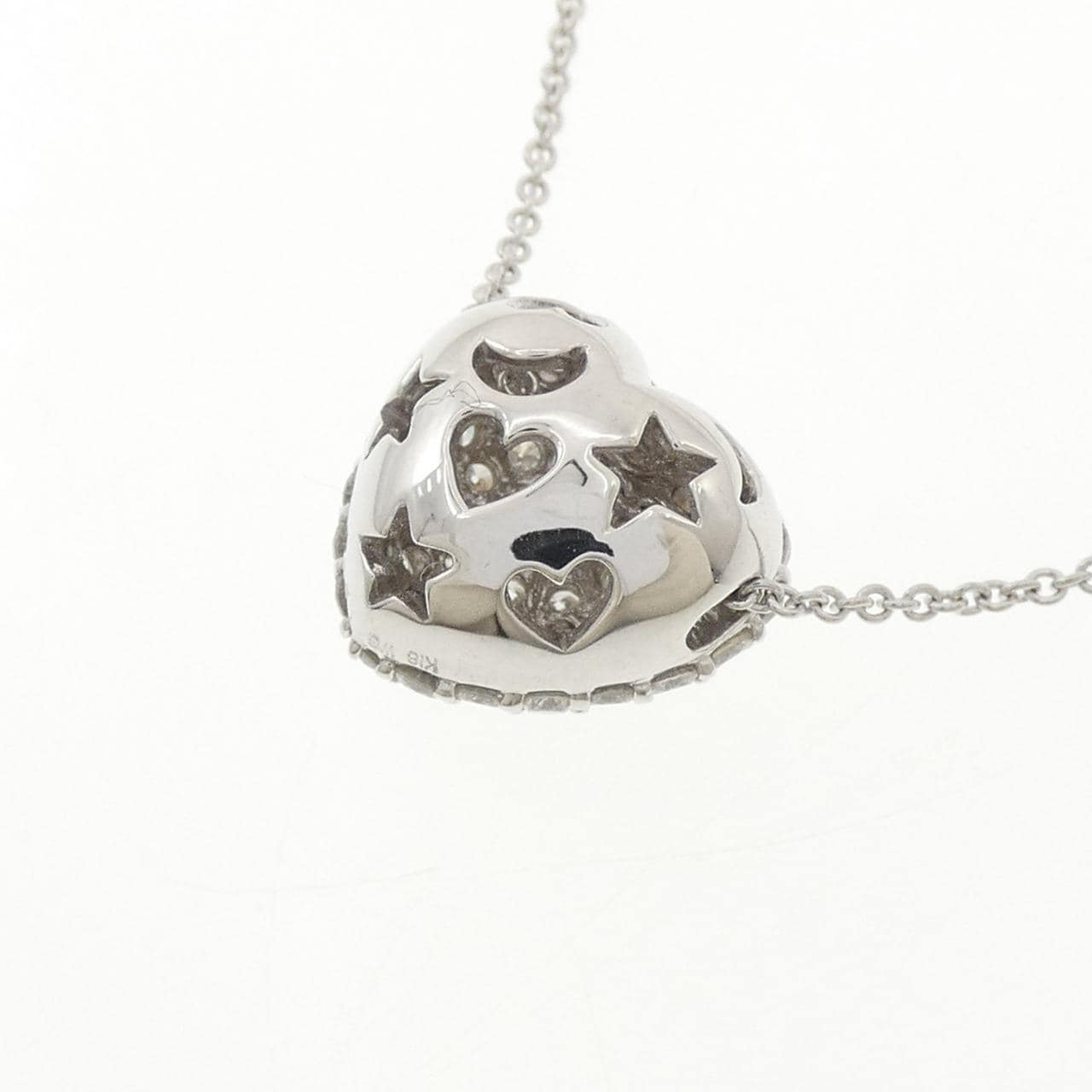 K18WG ハート パヴェ ダイヤモンド ネックレス 1.00CT