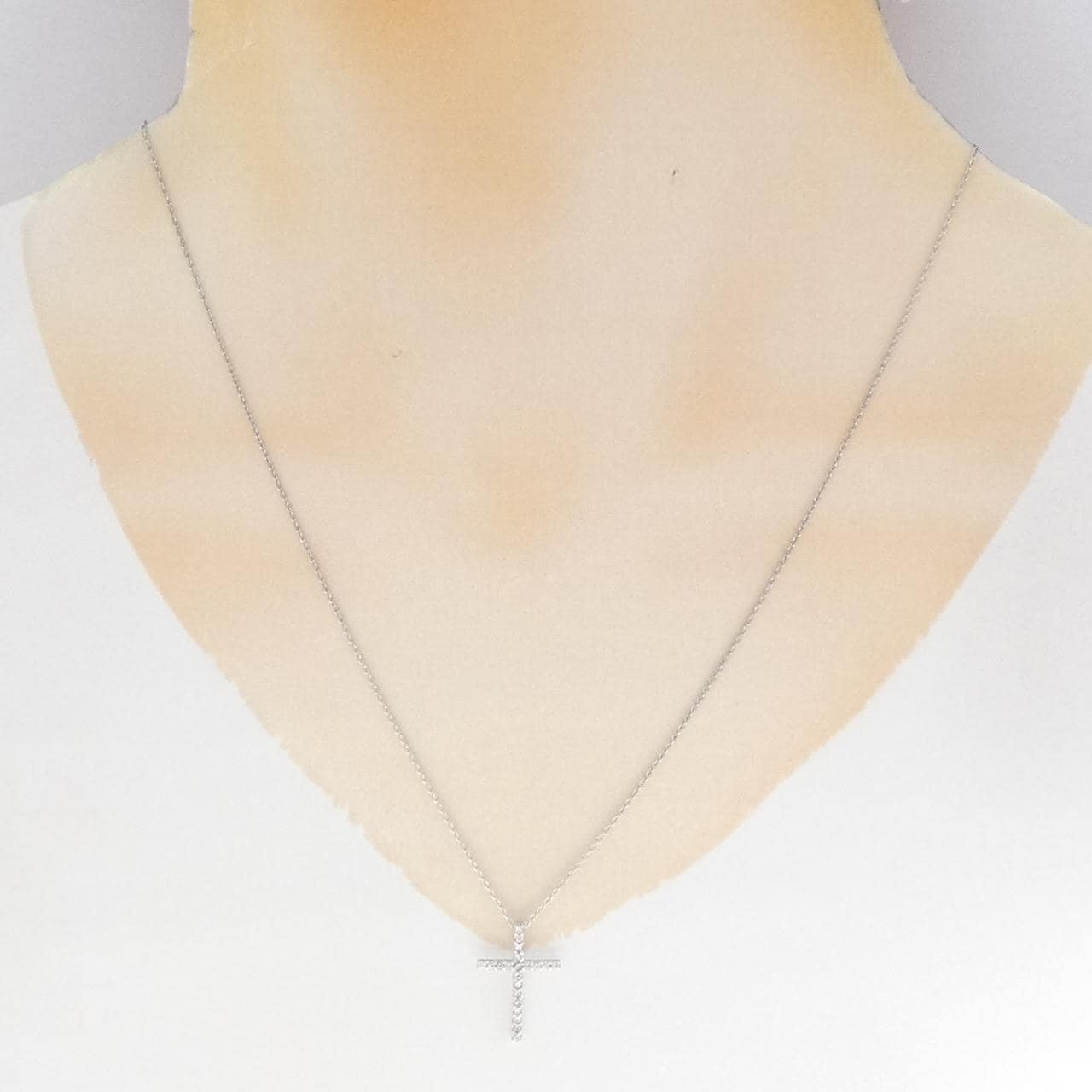 K18WG クロス ダイヤモンド ネックレス 0.16CT