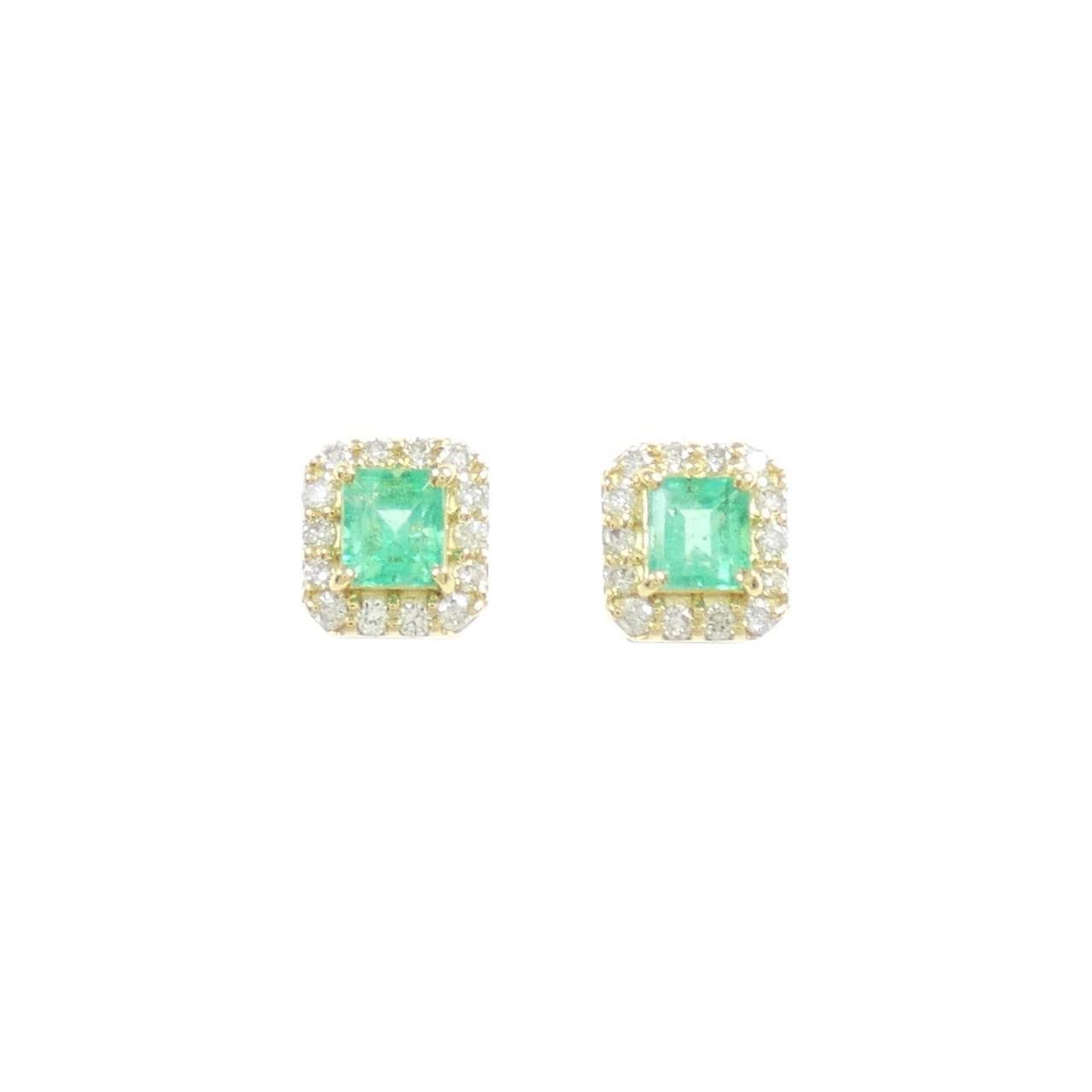 [新品] K18YG 祖母绿耳环 0.38CT