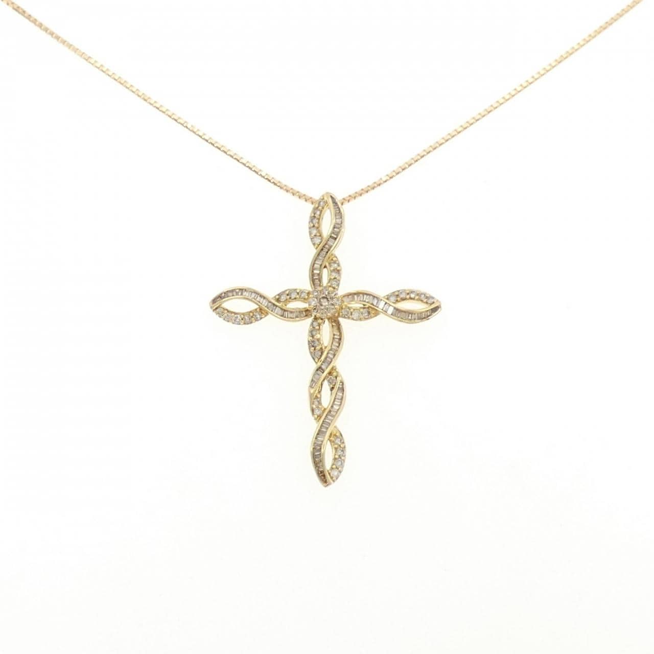 K18YG Cross Diamond Necklace 0.87CT