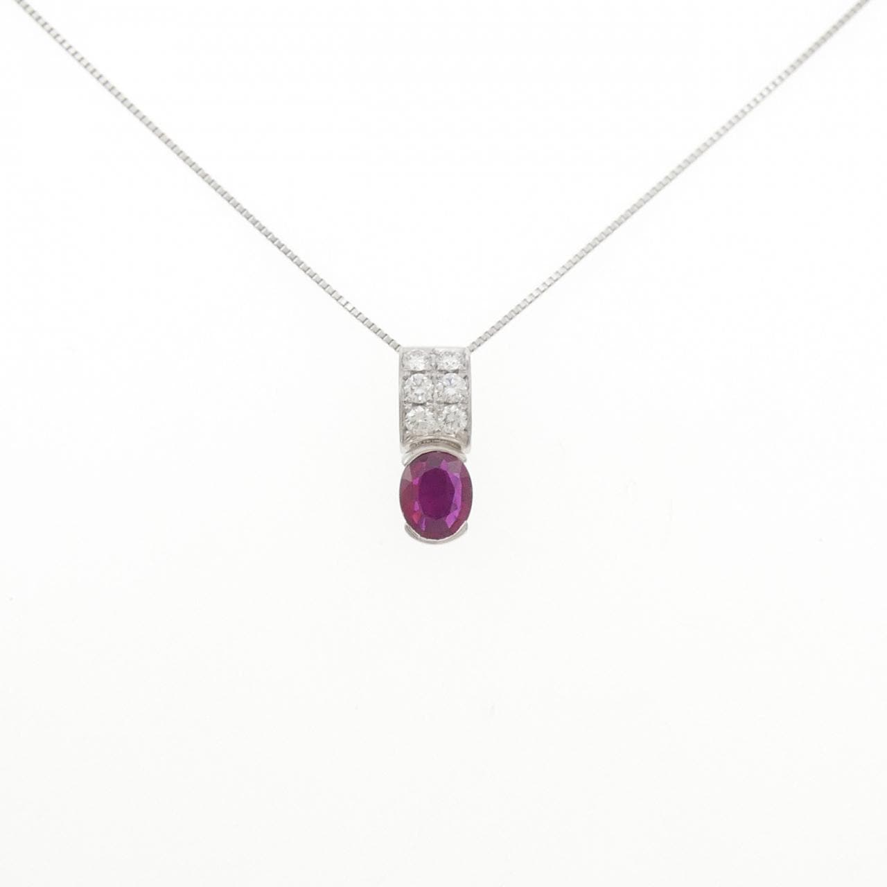 PT900/PT850 ルビー ネックレス 1.057CT