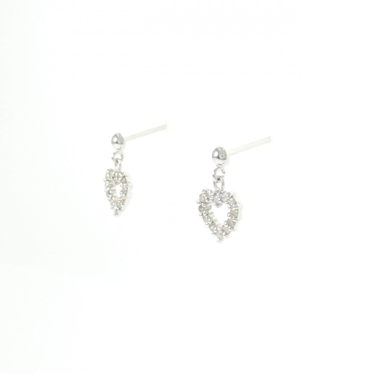 K18WG ハート ダイヤモンド ピアス 0.16CT