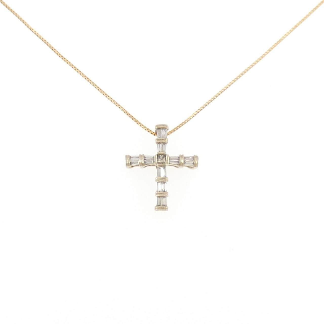 K18YG クロス ダイヤモンド ネックレス 0.33CT