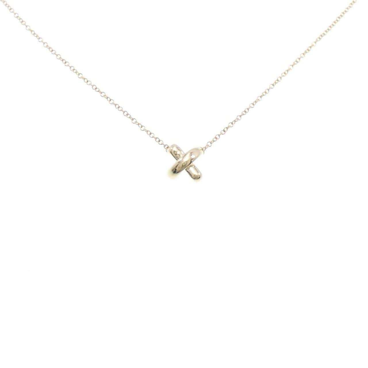 Tiffany & Co Small Cross Stitch X Diamond Necklace In 18K White Gold -  Jewelry by David