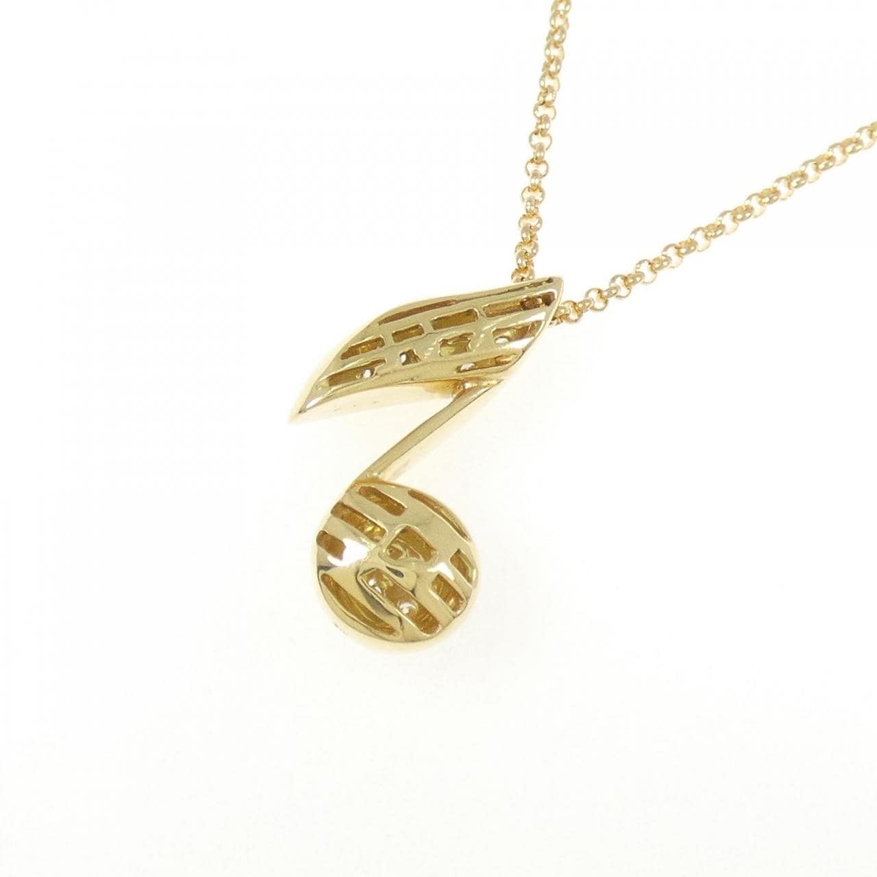 K18YG 音符 ダイヤモンド ネックレス