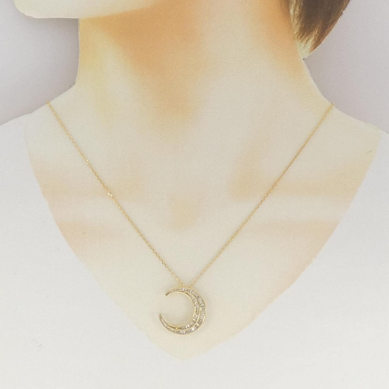 K18YG ムーン ダイヤモンド ネックレス 0.74CT