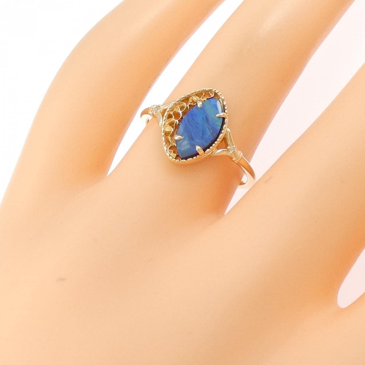 アガット 貼り合せオパール リング