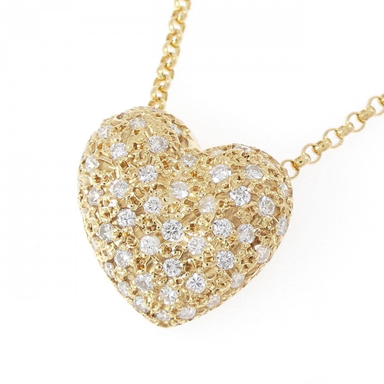 K18YG/750YG ハート ダイヤモンド ネックレス 0.50CT