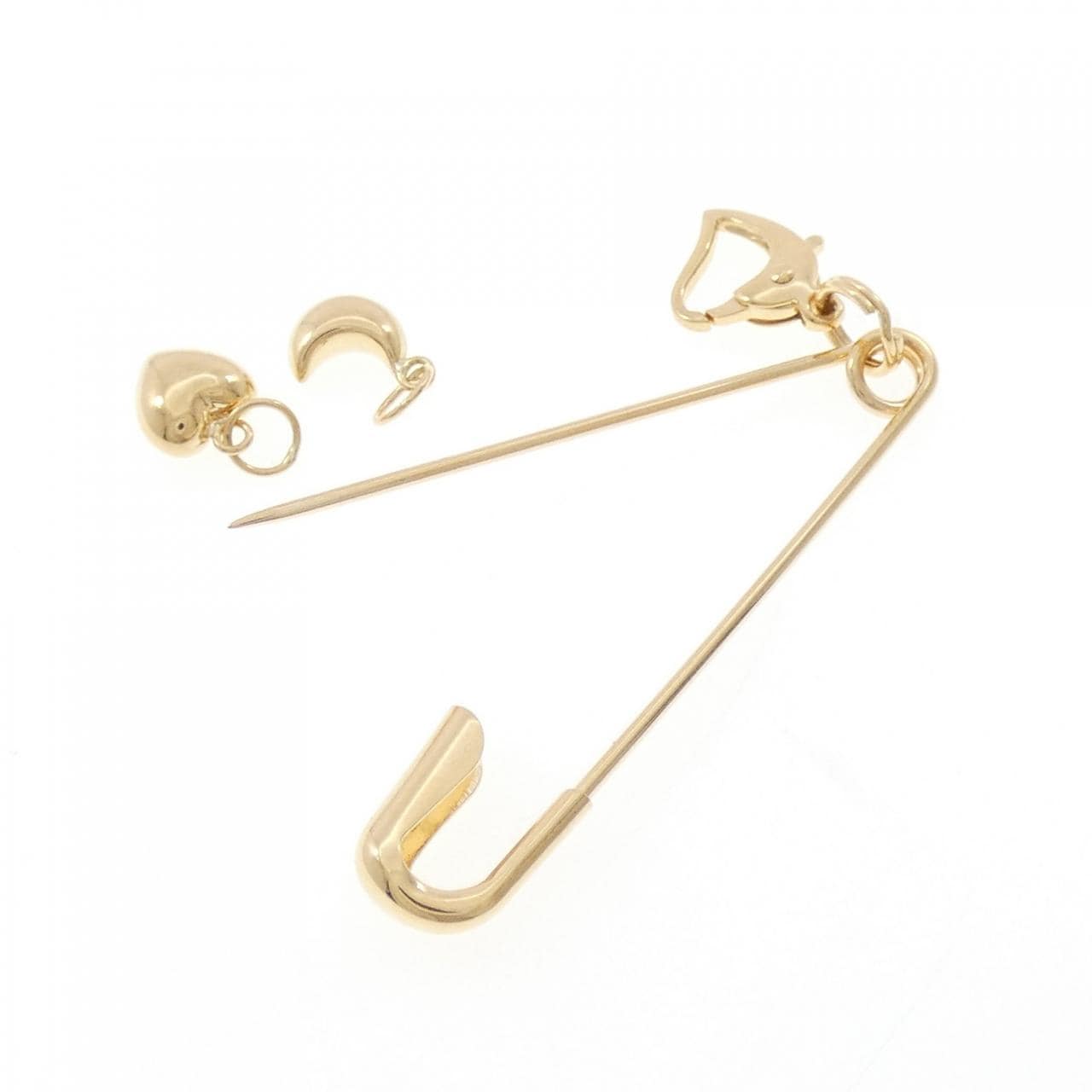 K18YG ハート×ムーン ブローチ