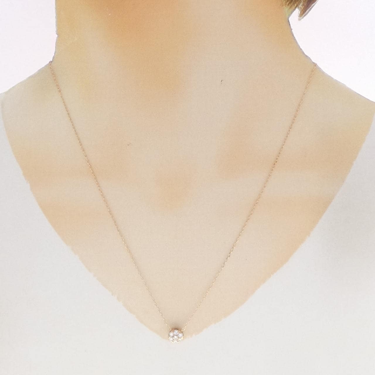 K18PG フラワー ダイヤモンド ネックレス 0.30CT