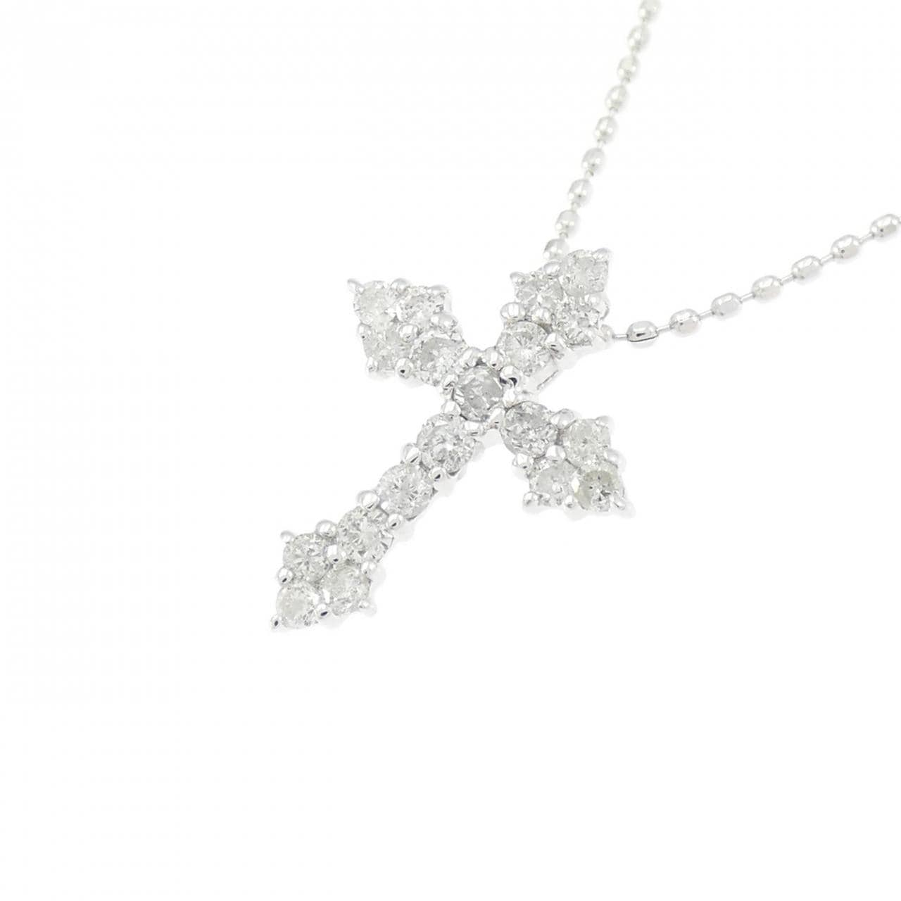 K18WG クロス ダイヤモンド ネックレス