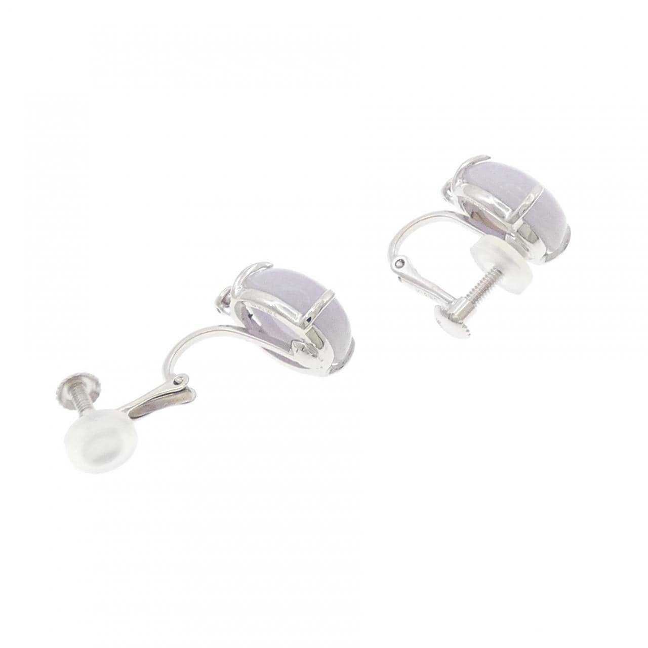 K18WG ラベンダーヒスイ イヤリング 6.00CT