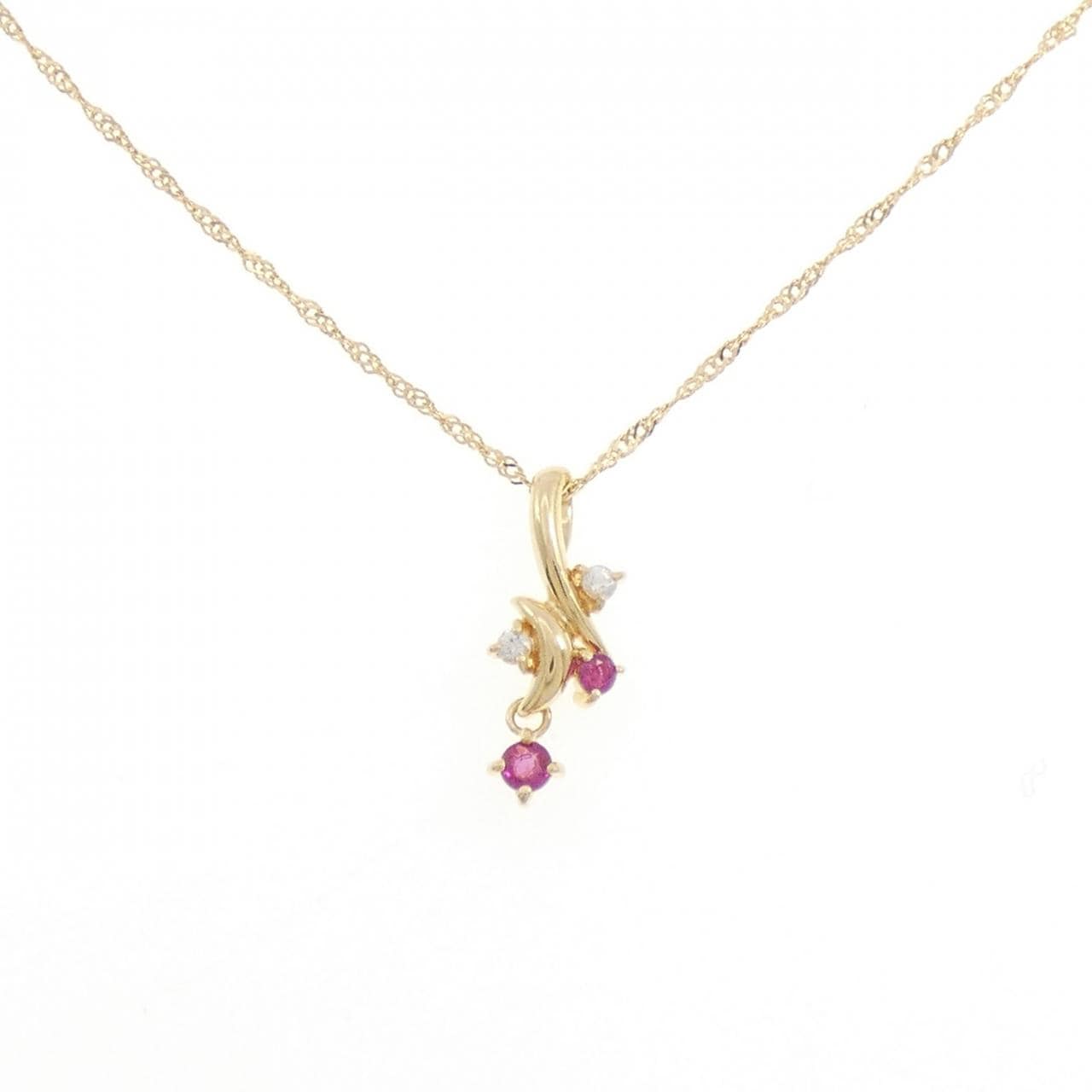 K18YG ルビー ネックレス