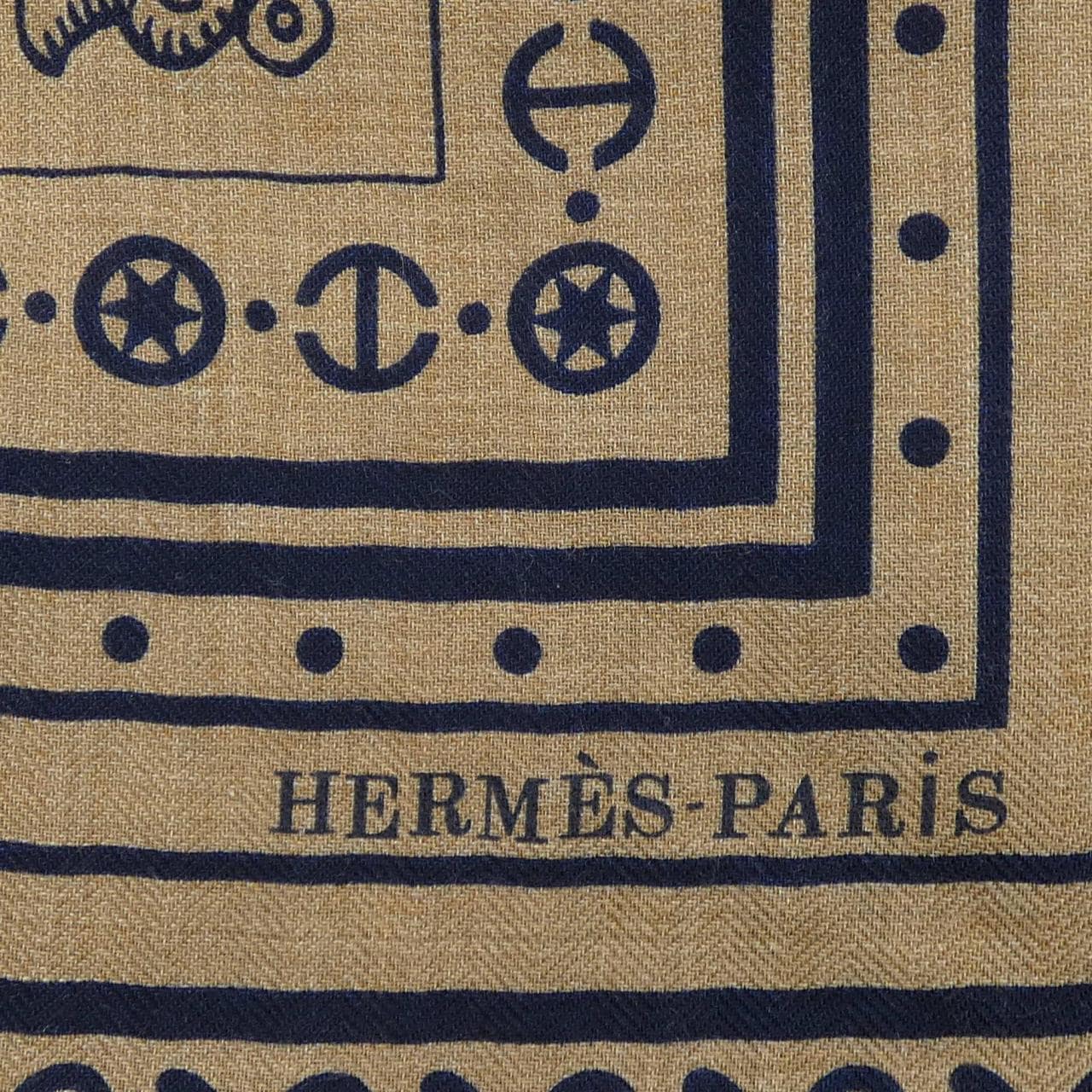 エルメス HERMES TATOUAGES MARINS BANDANA H243374S カレジェアン140 ショール
