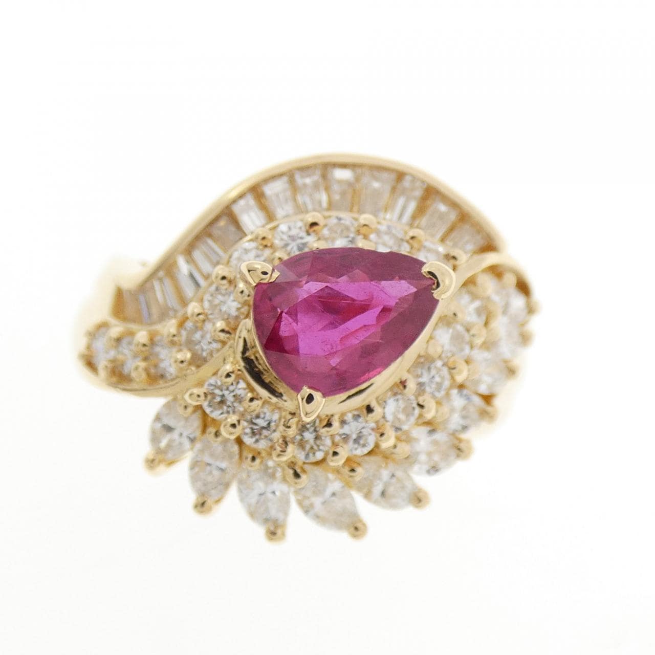 K18YG ルビー リング 0.89CT