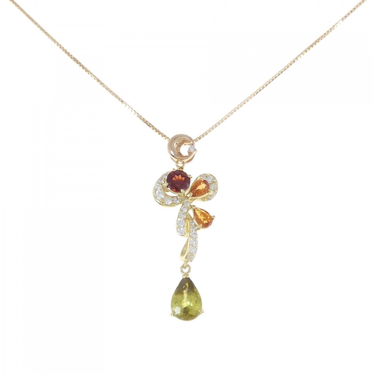 K18YG/K18PG colored stone necklace