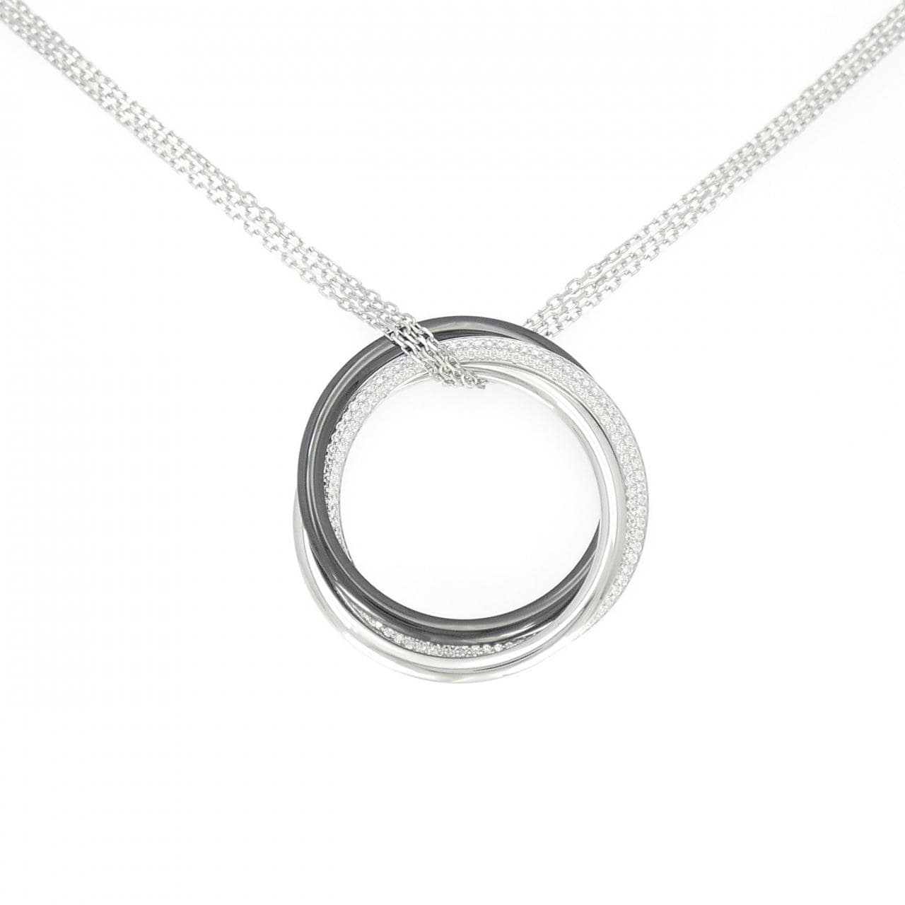 カルティエ トリニティ ブラック&ホワイトペンダント ネックレス