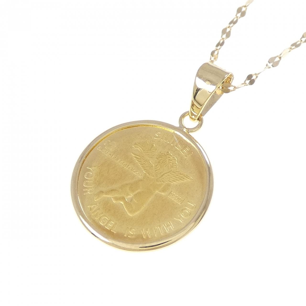 K18YG(frame)/K18YG coin necklace