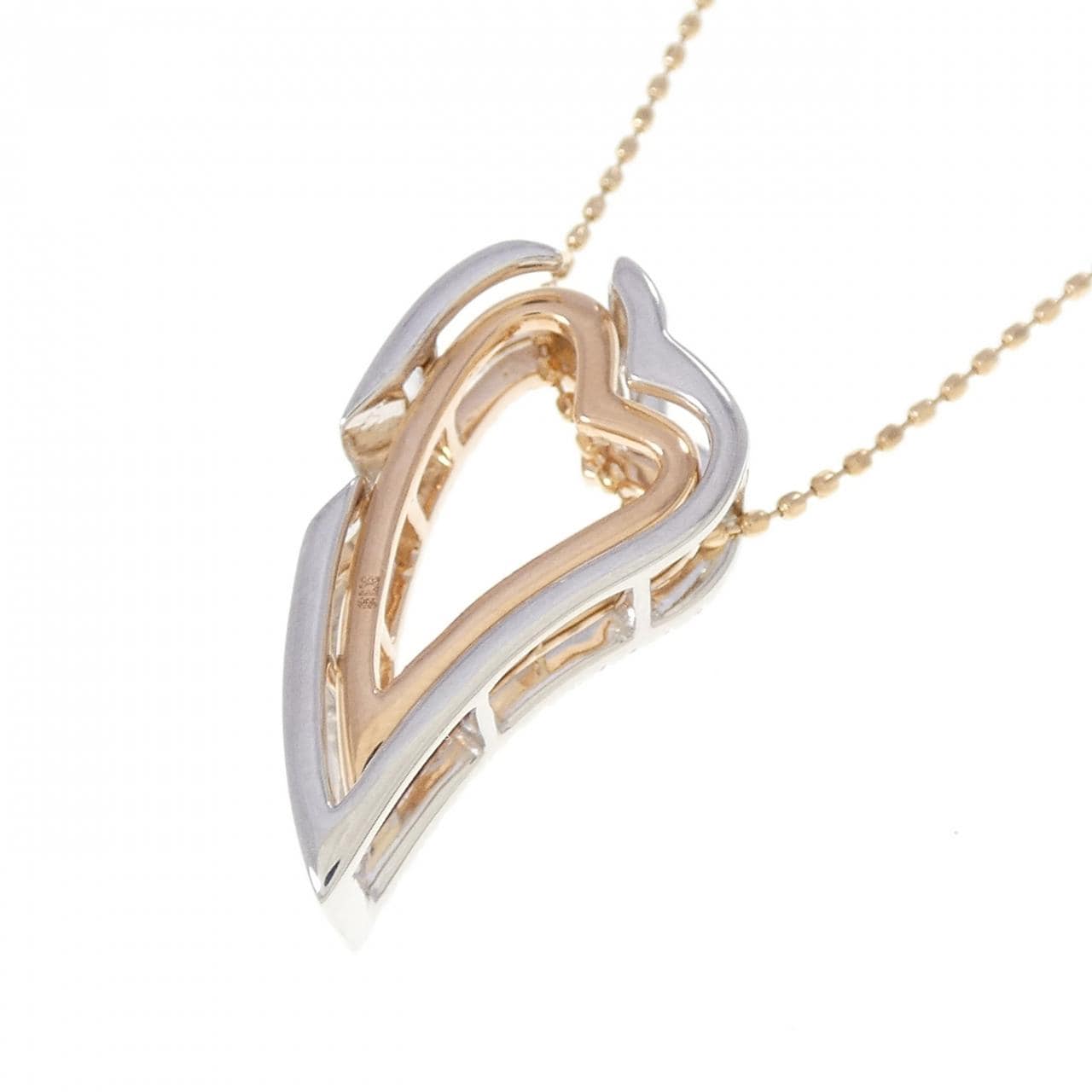 K18PG/K18WG 2WAY ハート ダイヤモンド ネックレス 0.40CT