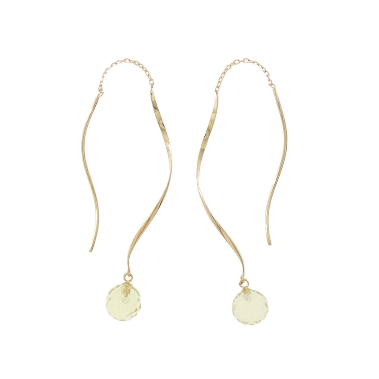 K18YG クオーツ ピアス 2.98CT
