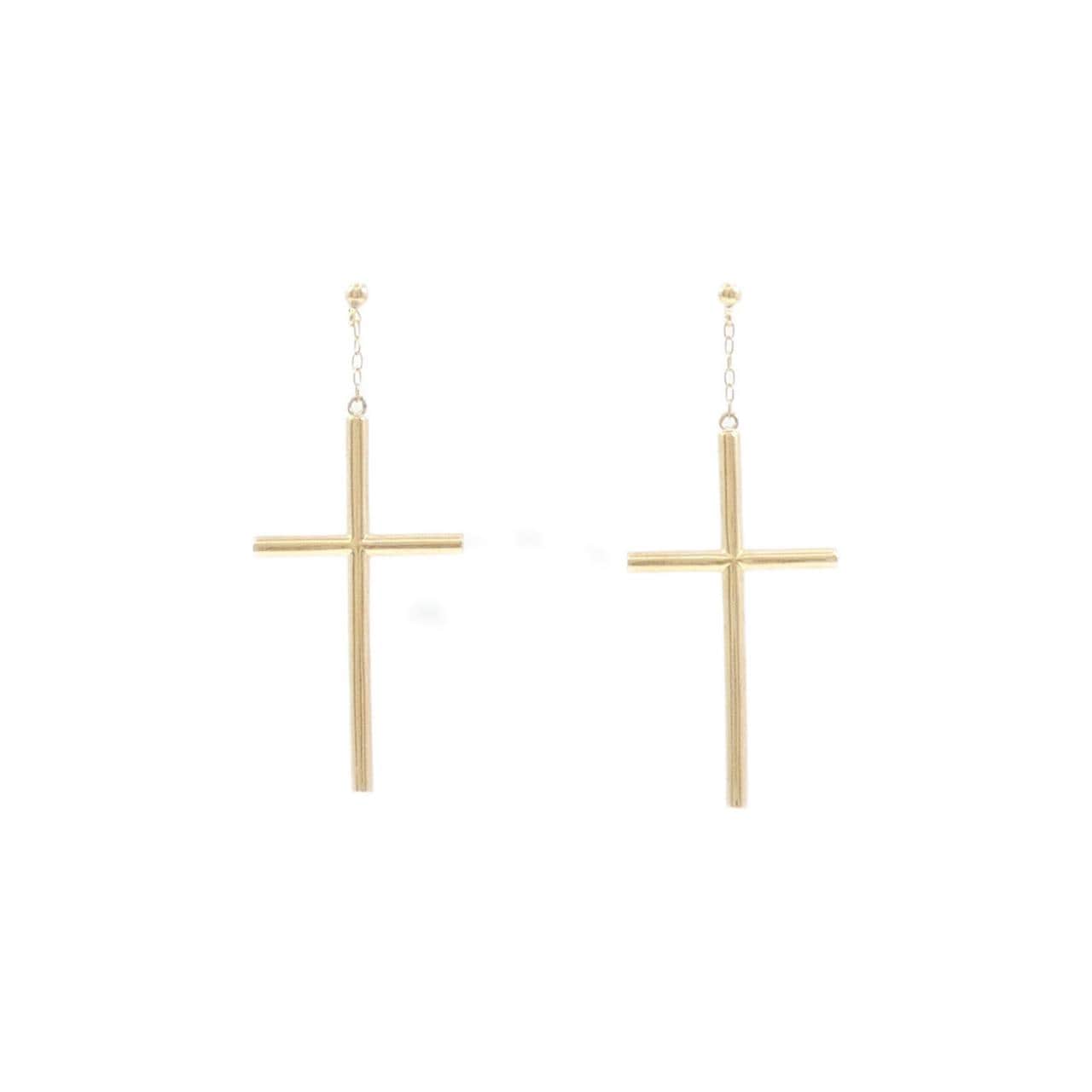 [BRAND NEW] K18YG cross earrings