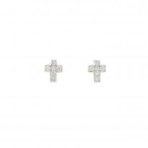 K18WG クロス ダイヤモンド ピアス 0.20CT