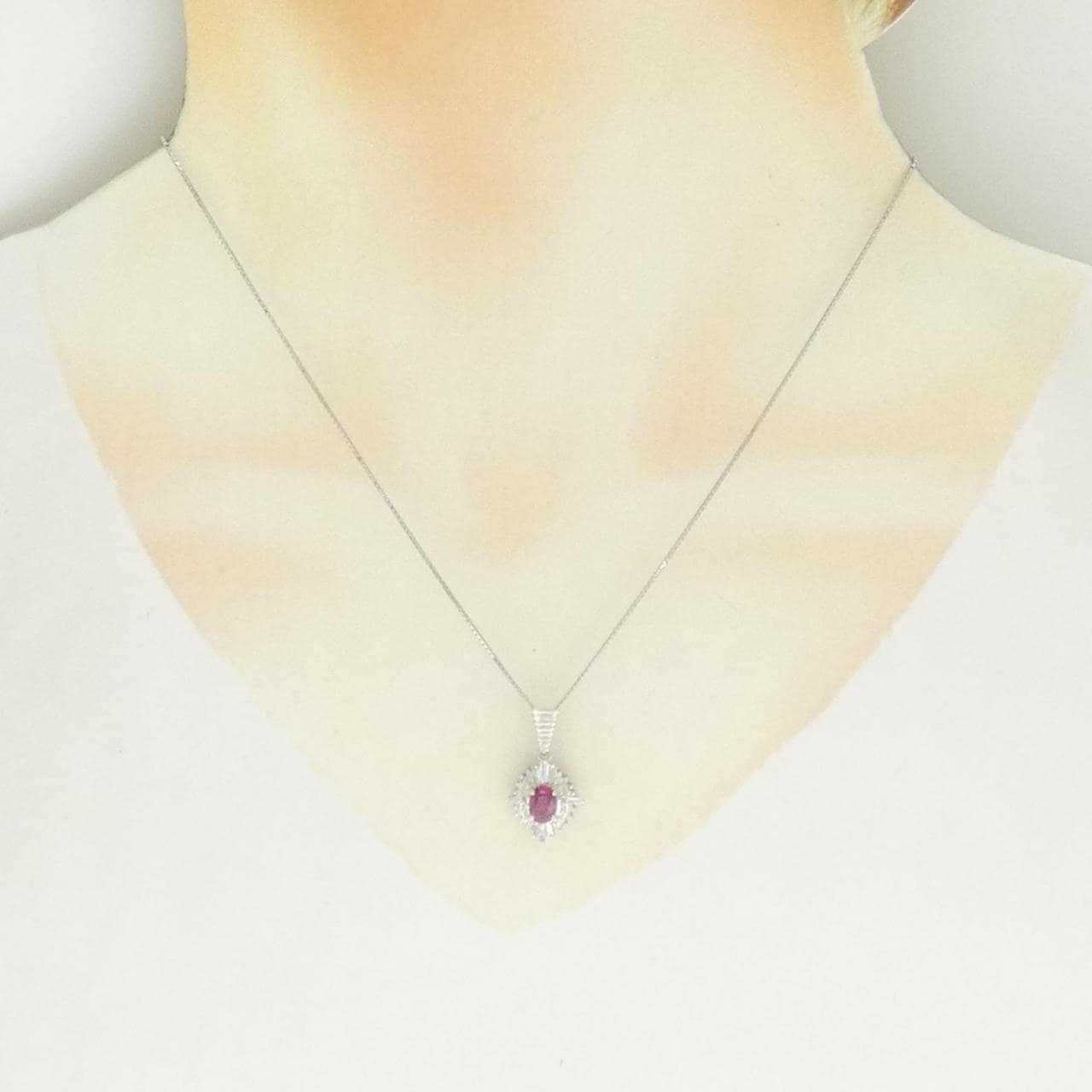 PT900/PT850 ルビー ネックレス 0.52CT