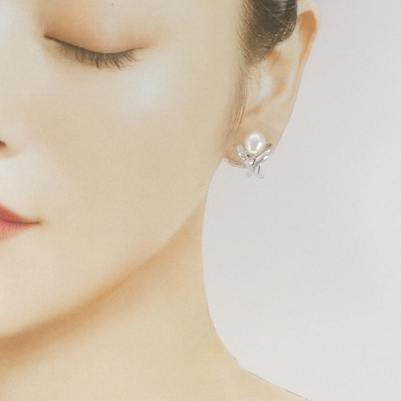 K14WG 白蝶パール イヤリング