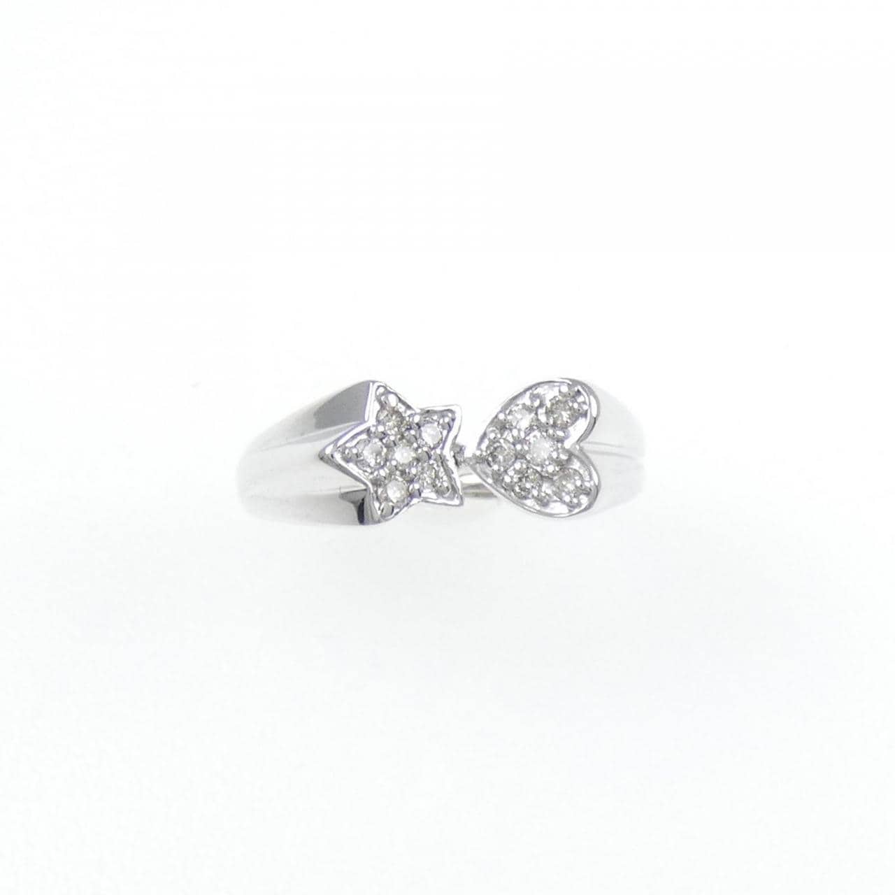 K18WG Heart x Star Diamond Ring 0.12CT