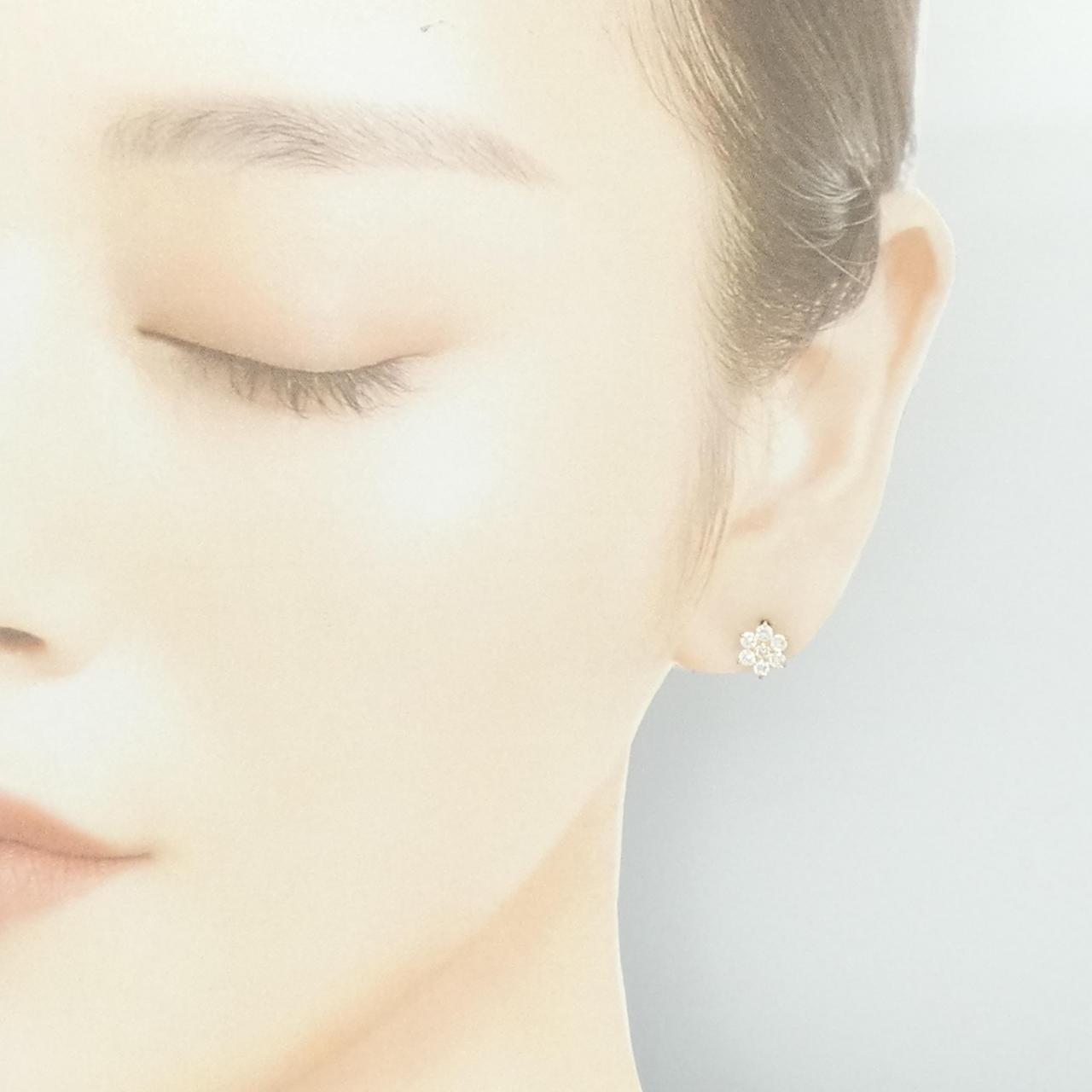 【リメイク】K18YG フラワー ダイヤモンド ピアス 0.60CT
