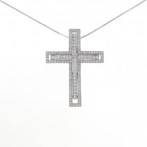 K18WG クロス ダイヤモンド ネックレス 2.125CT